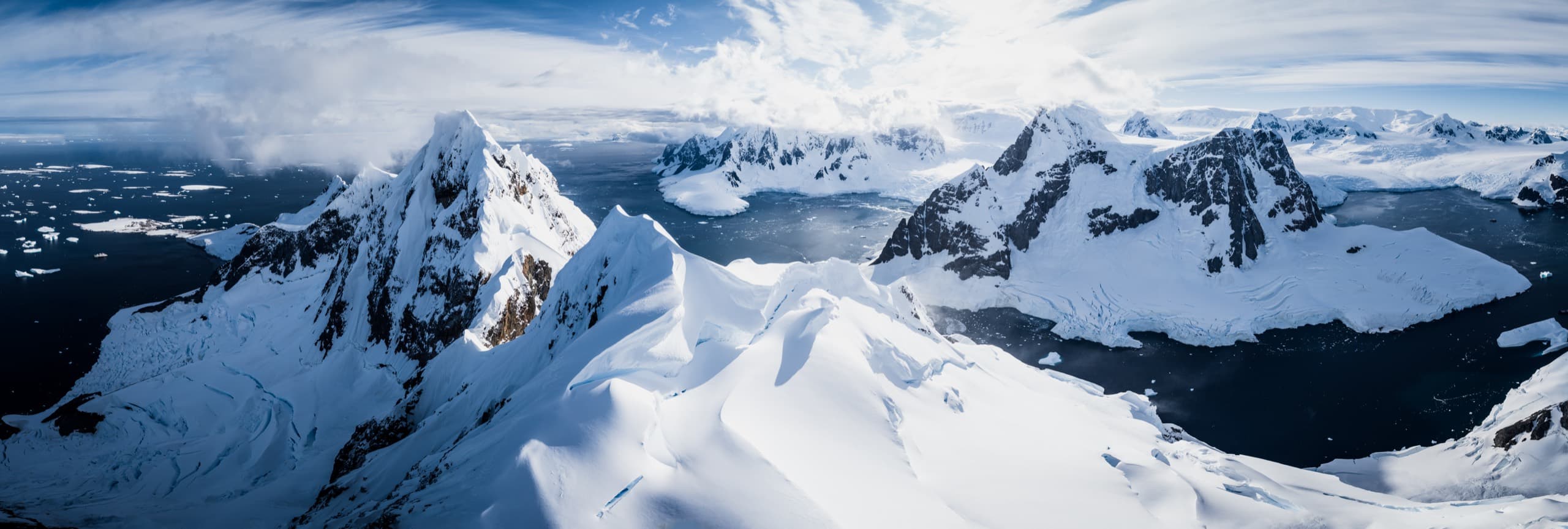 Aerial view over Antarctic waters